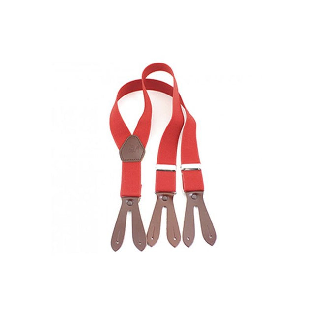 Plain red elastic children's suspenders 25 mm