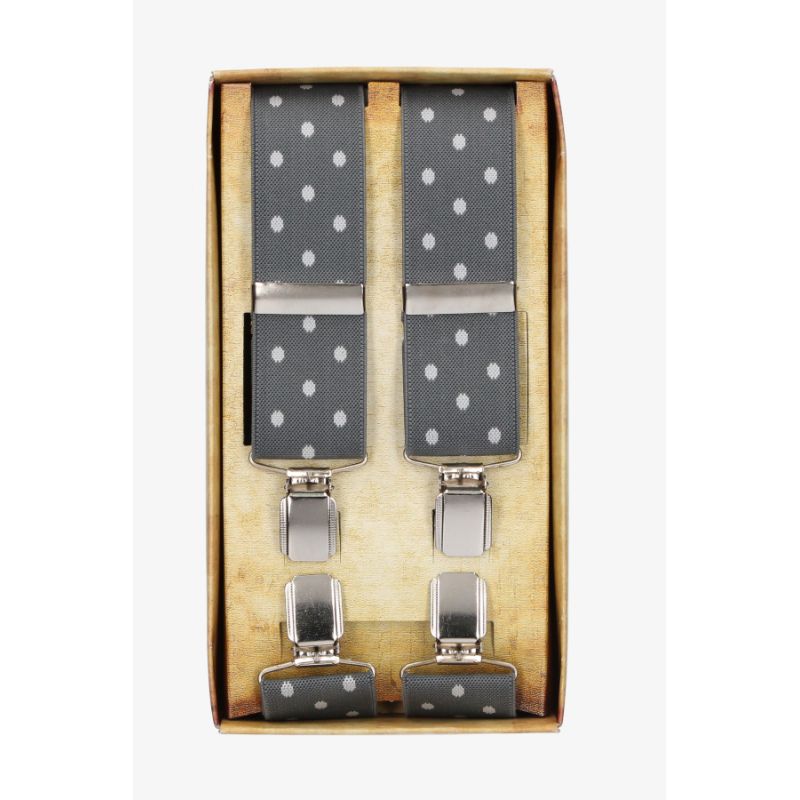 Gray Dress Suspender with White Polka Dots