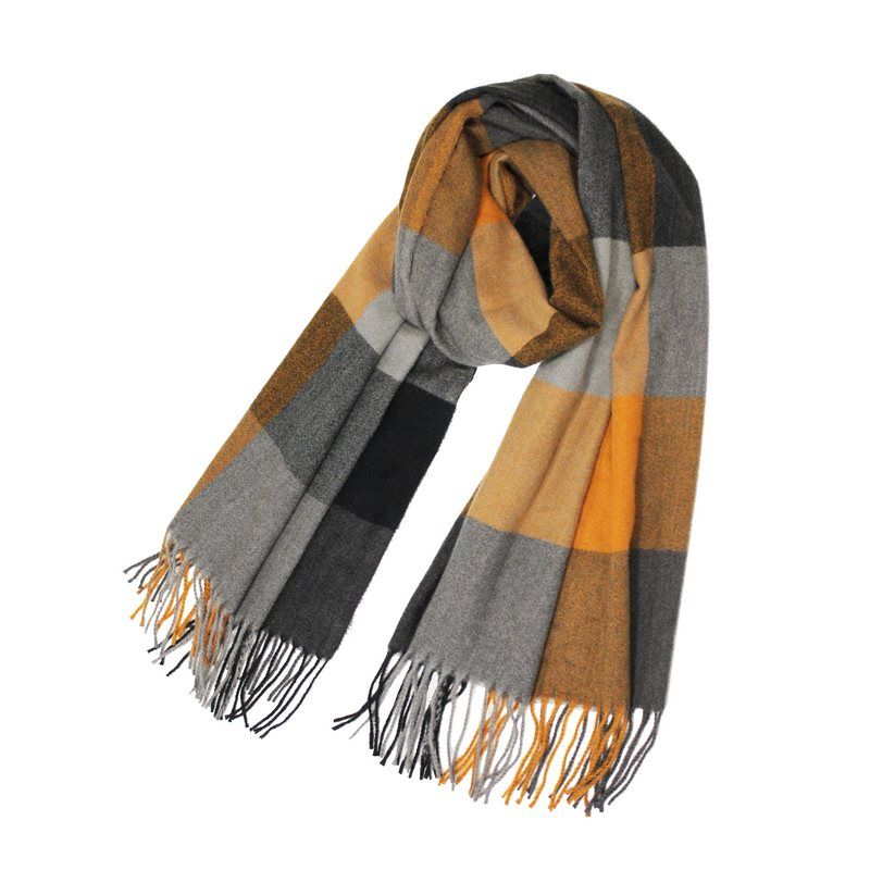 Mustard Checkered Gray Scarf