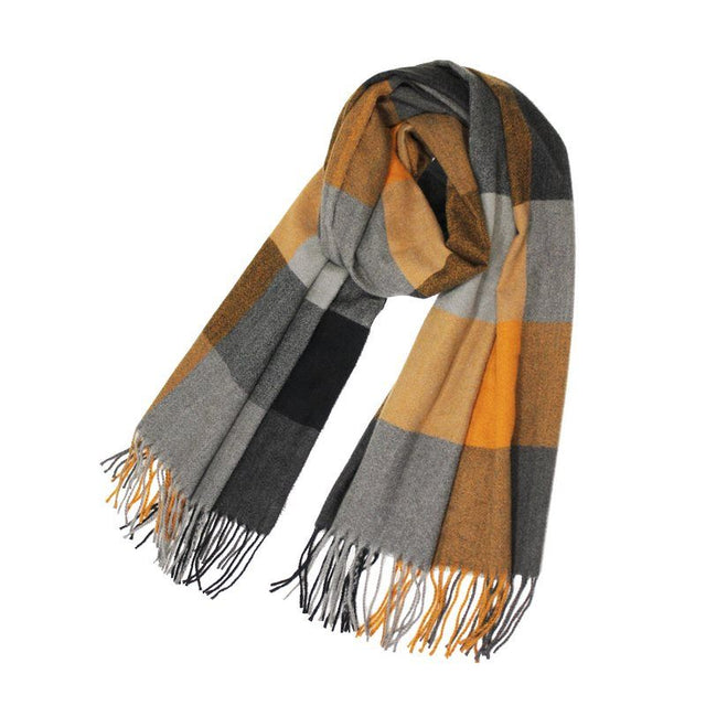 Mustard Checkered Gray Scarf
