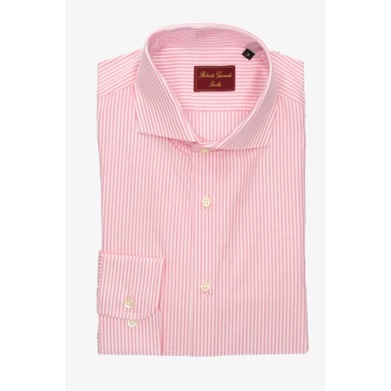 Pink Shirt with White Stripes