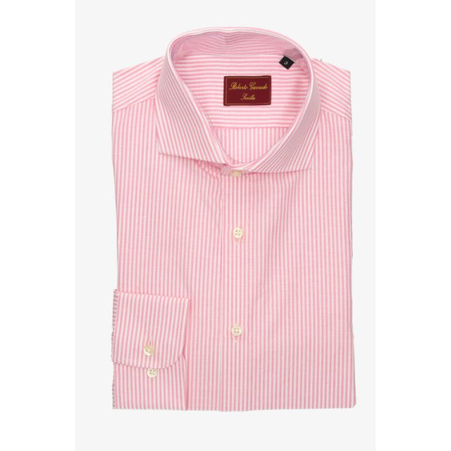 Pink Shirt with White Stripes
