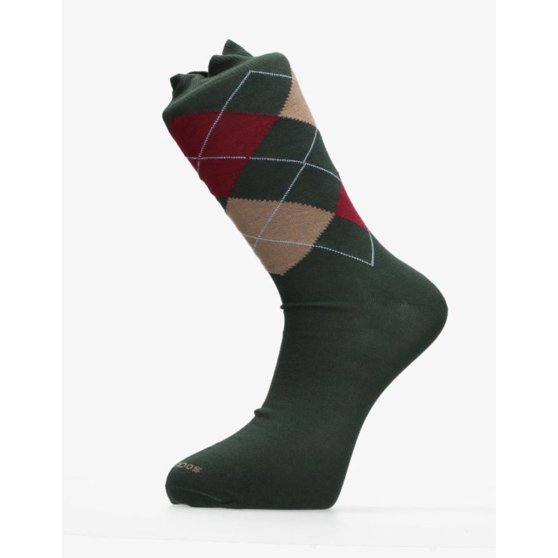 Green Intarsia Plaid Sock