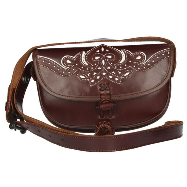 Rociero Leather Bag White Thread with Strap Valverde del Camino