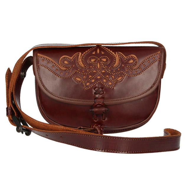 Rociero Leather Bag Yellow Thread with Strap Valverde del Camino