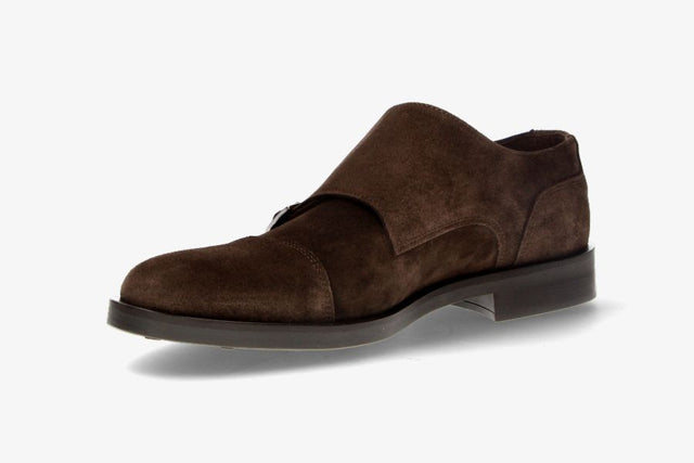 Brown Suede Double Buckle Shoe