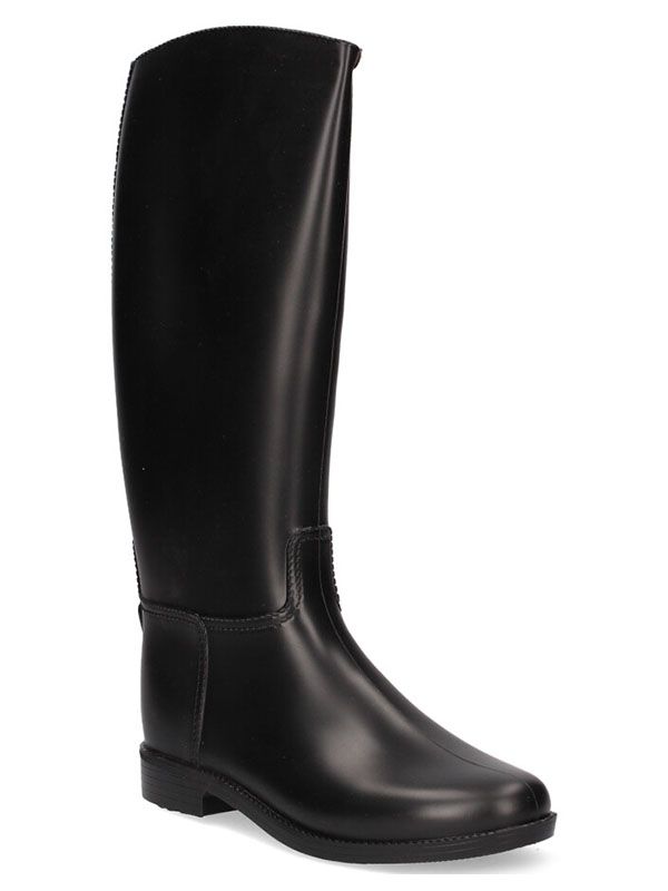 Unlined black rubber equestrian boot