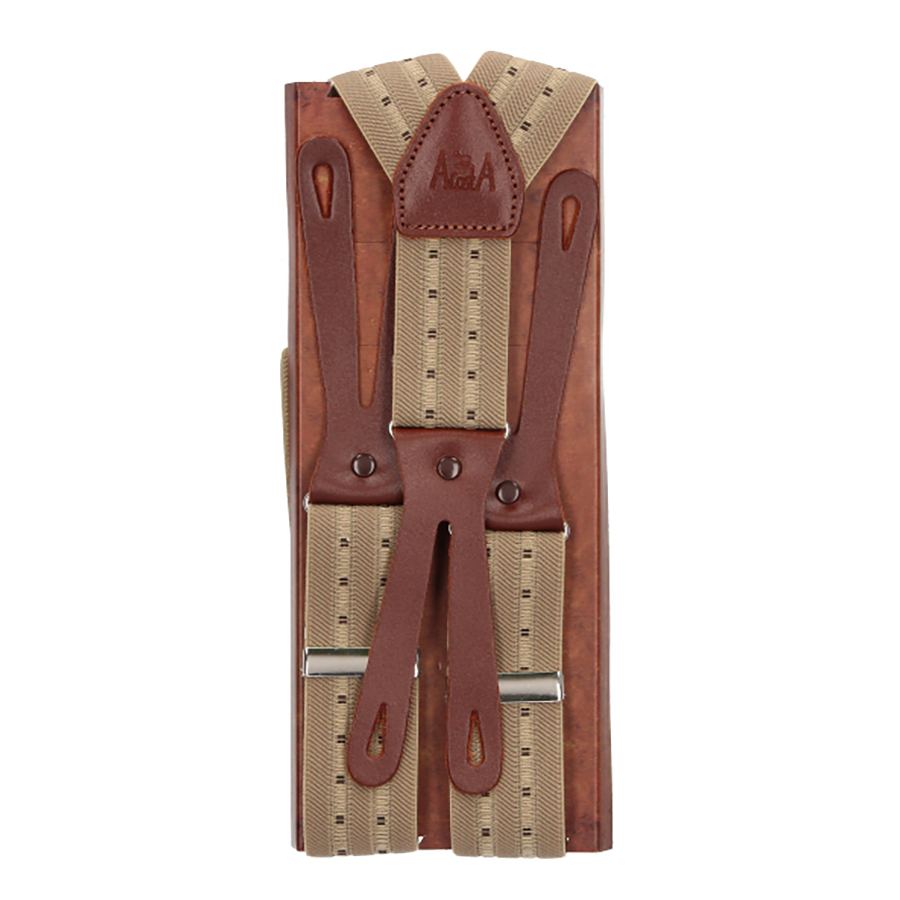 Beige Dot Elastic Suspenders 35 mm