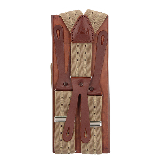 Beige Dot Elastic Suspenders 35 mm