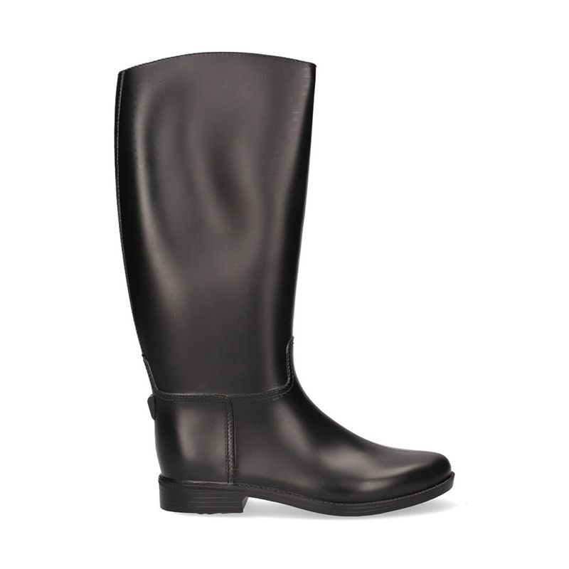 Unlined black rubber equestrian boot