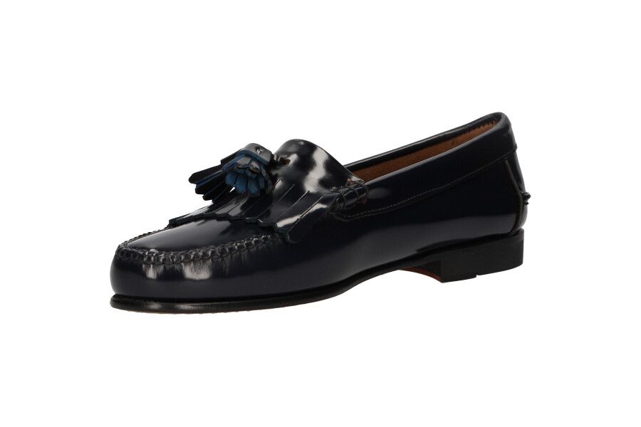 Mocassins à franges et pompons bleu marine