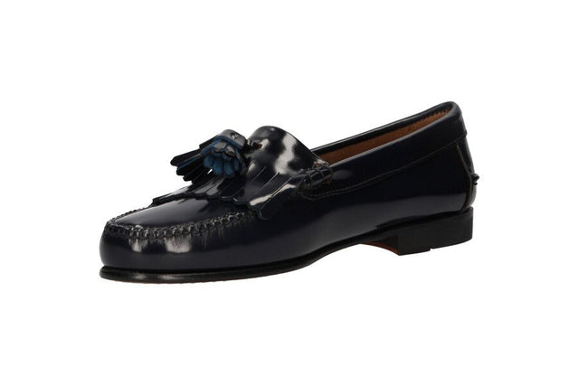 Mocassins à franges et pompons bleu marine