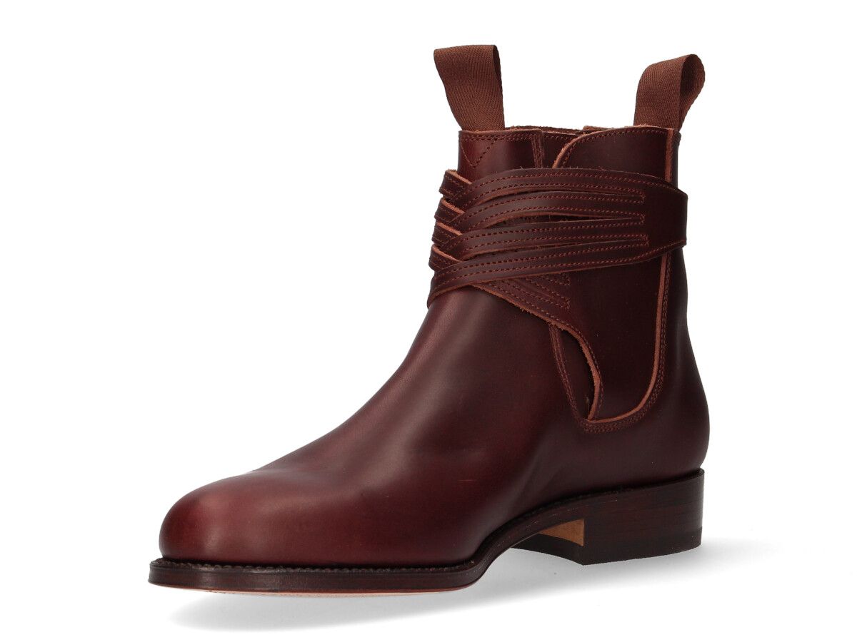 Bota corta fuelle cruzado hebilla castaña Valverde del Camino