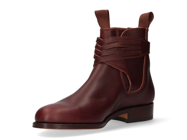 Bota corta fuelle cruzado hebilla castaña Valverde del Camino