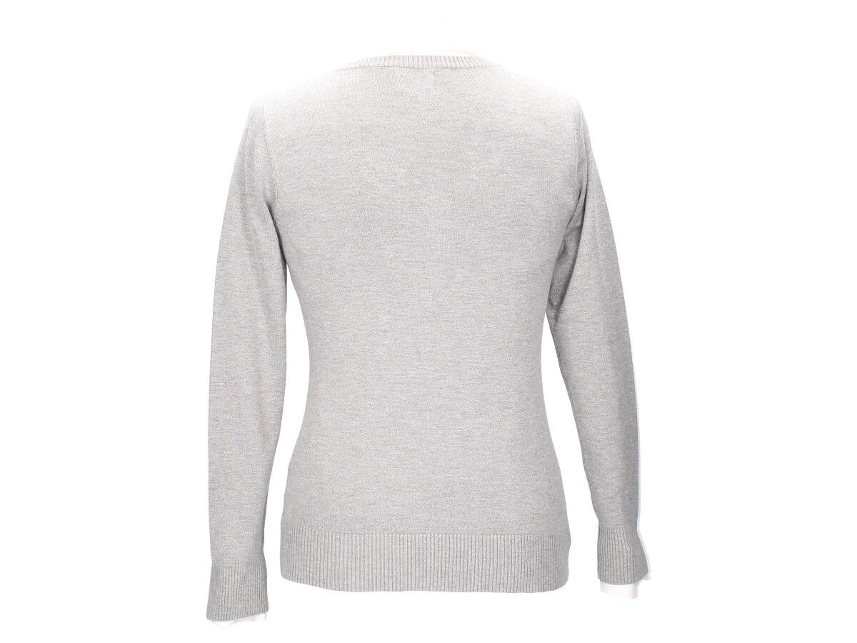 Pull gris à col en V