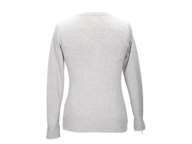 Pull gris à col en V