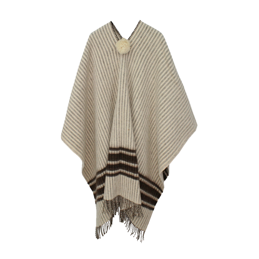 Poncho brut à rayures marron