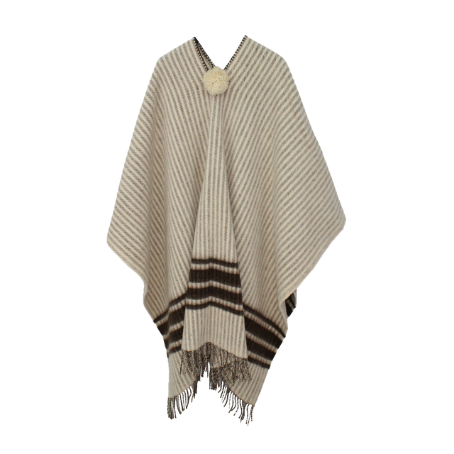 Poncho brut à rayures marron
