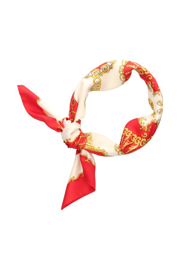 Red Scarf with Gold Chains