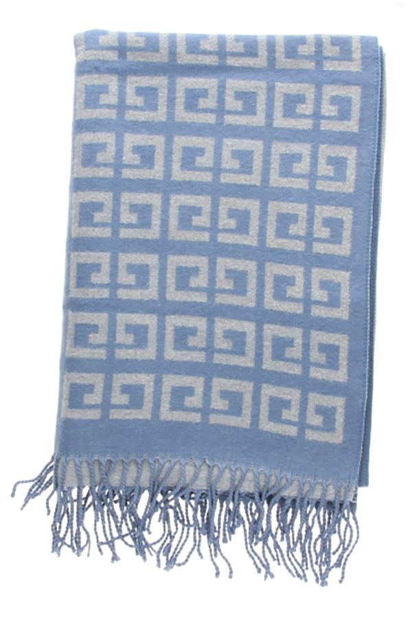 Reversible Scarf with Blue/Gray Check Print