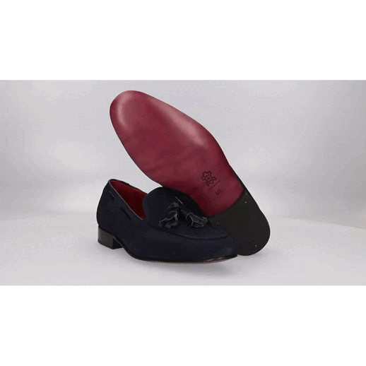 Burgundy Tuft with Navy Suede Tassels