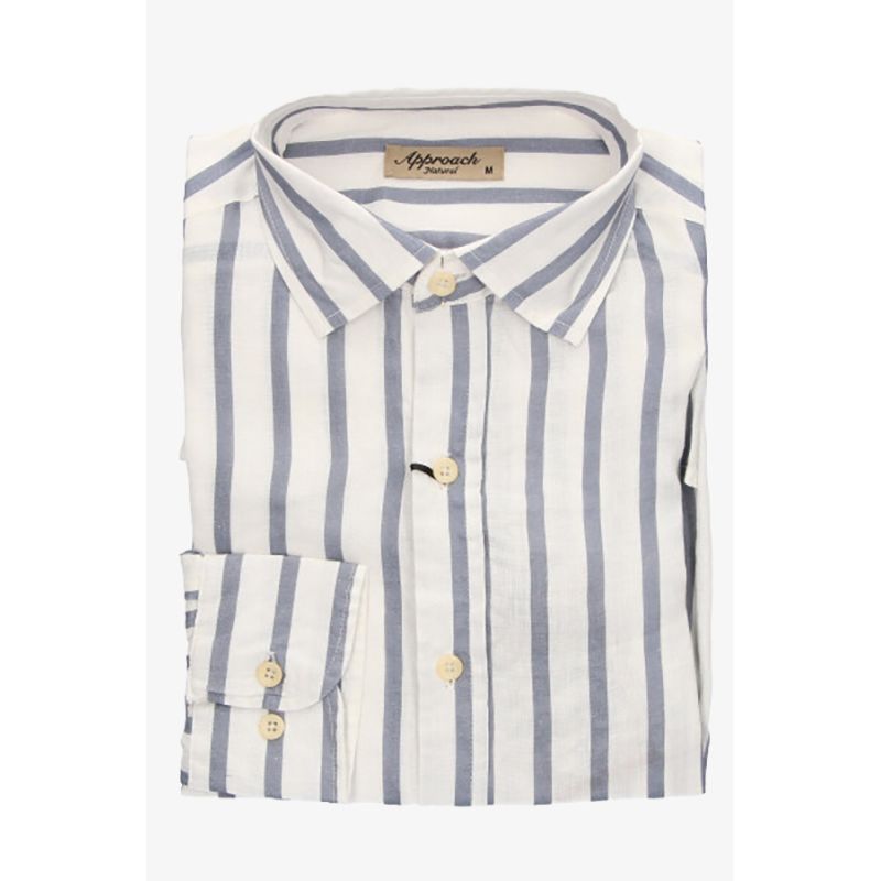 Striped Linen Shirt with Cowboy Stripes