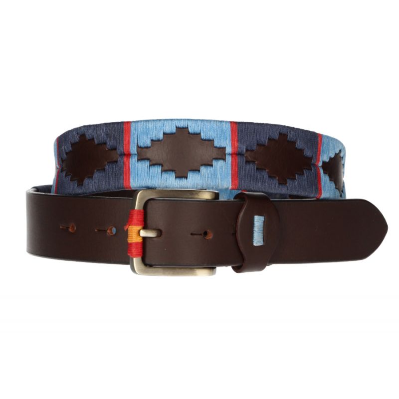 Argentine Blue and Light Blue Embroidered Belt