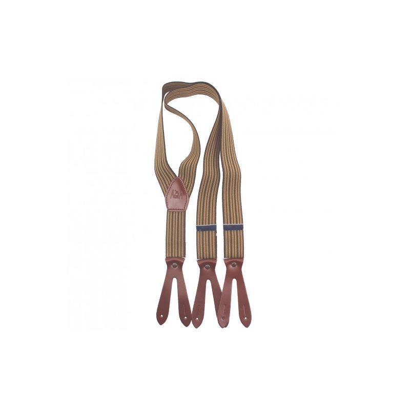 Beige striped elastic suspenders, 30 mm