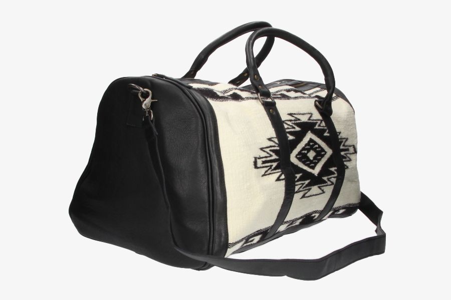 Black Travel Bag with Ethnic Print