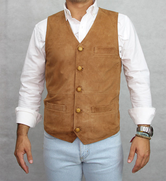 Chaleco piel vuelta camel