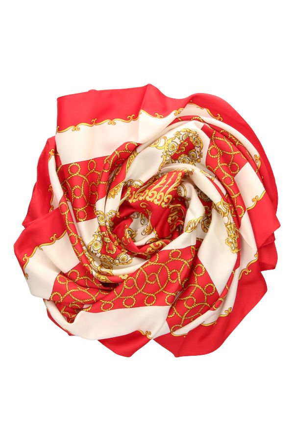 Red Scarf with Gold Chains