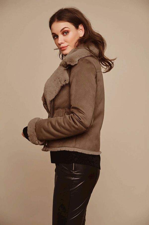 TAUPE SHEARLING JACKET