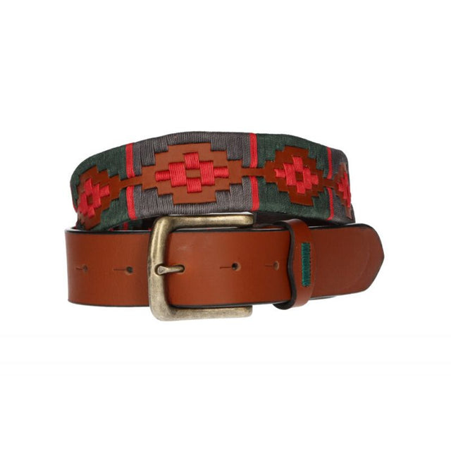 Cinturón Bordado Verde-Gris