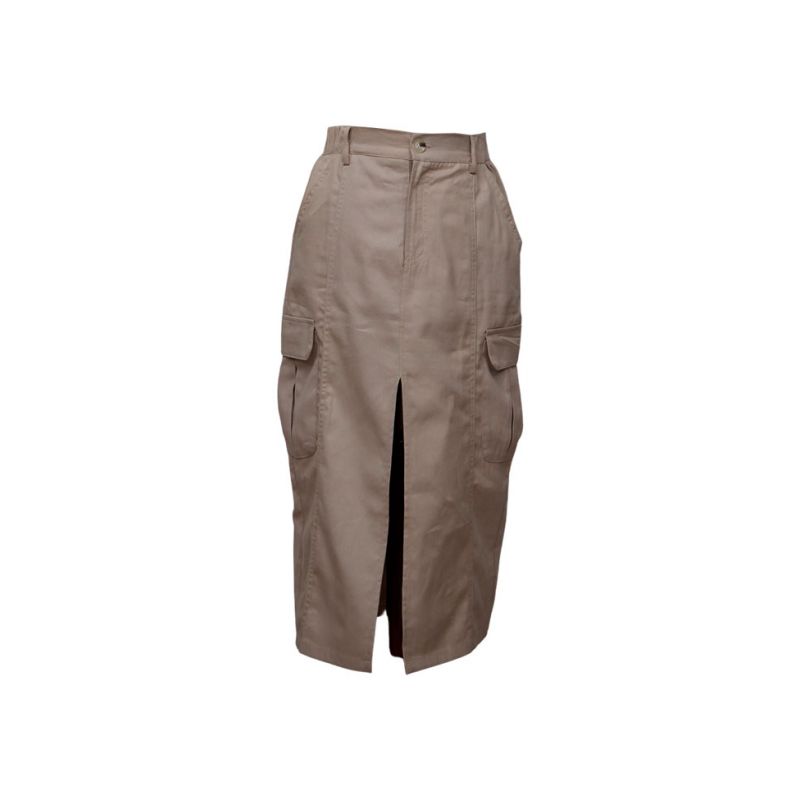 Stone Colored Midi Denim Skirt