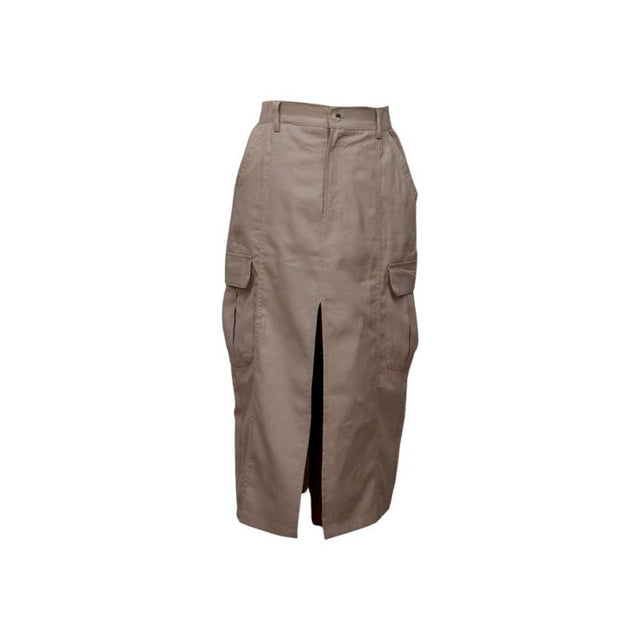 Stone Colored Midi Denim Skirt