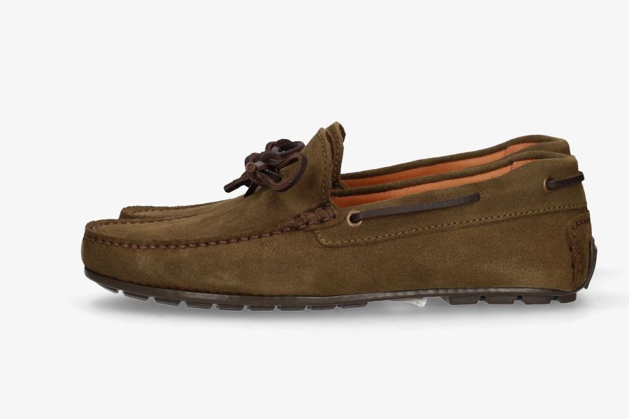 Mocassin à nœud en nubuck kaki