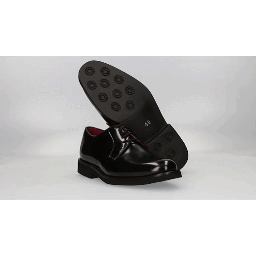 Black Leather Blucher with Rubber Sole