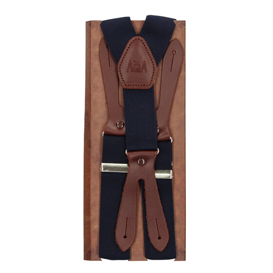 Plain blue elastic suspenders 30 mm