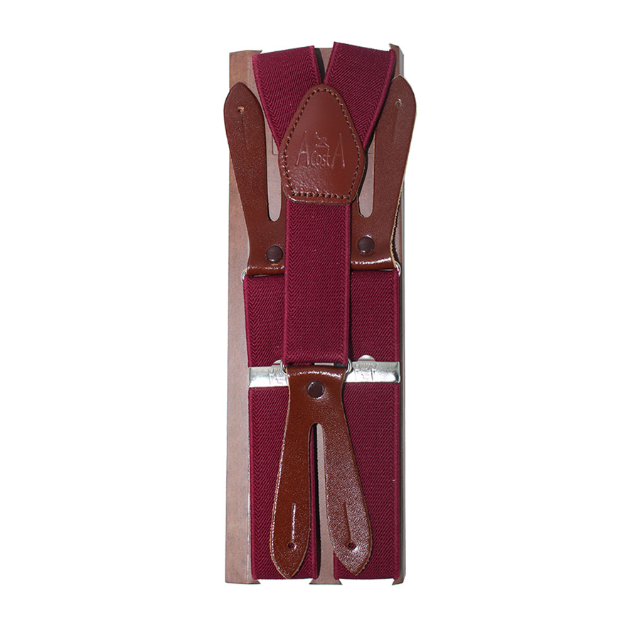Plain elastic burgundy children's suspenders 25 mm