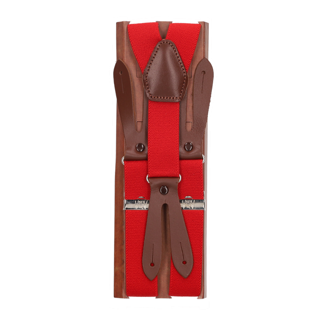 Plain red elastic children's suspenders 25 mm