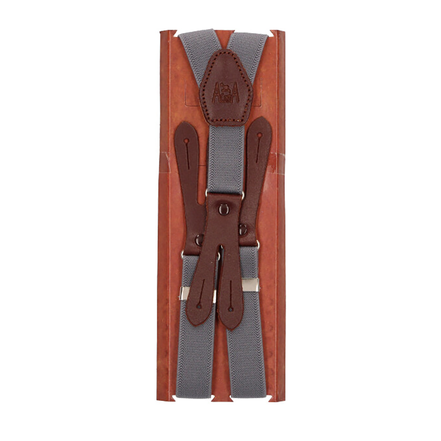 Plain grey elastic suspenders 20 mm