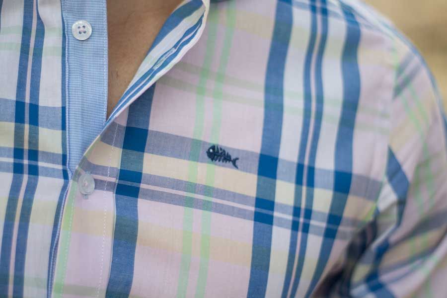 Pink Pescatore Shirt with Blue Lines