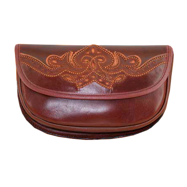 Rociero leather bag with yellow thread decoration Valverde del Camino