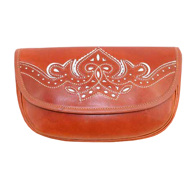 Natural cowhide bag embroidered with white thread Valverde del Camino