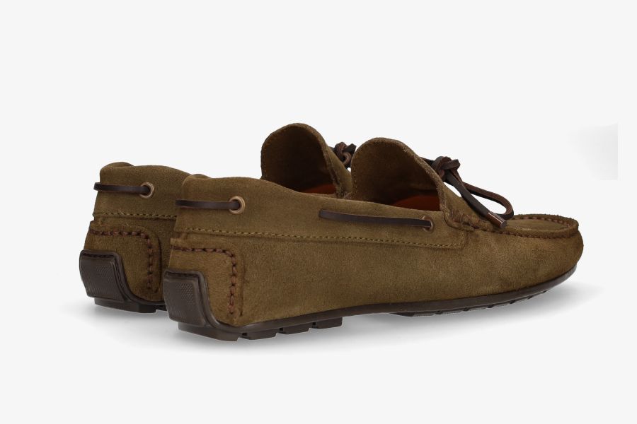 Mocassin à nœud en nubuck kaki