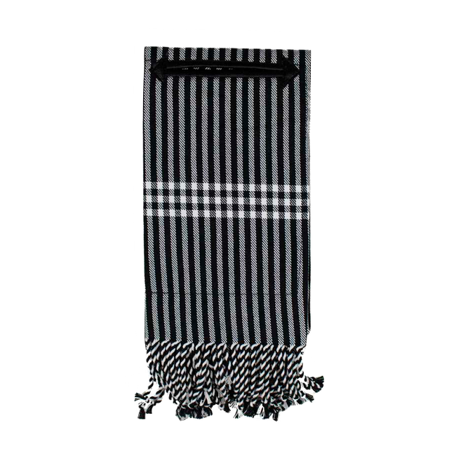 Couverture à étriers en toile avec poche, rayures noires et blanches