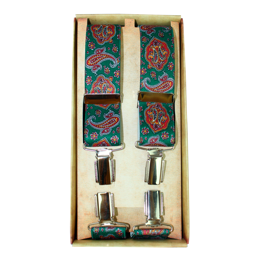 Large Green/Red Cashmere Dress Suspender