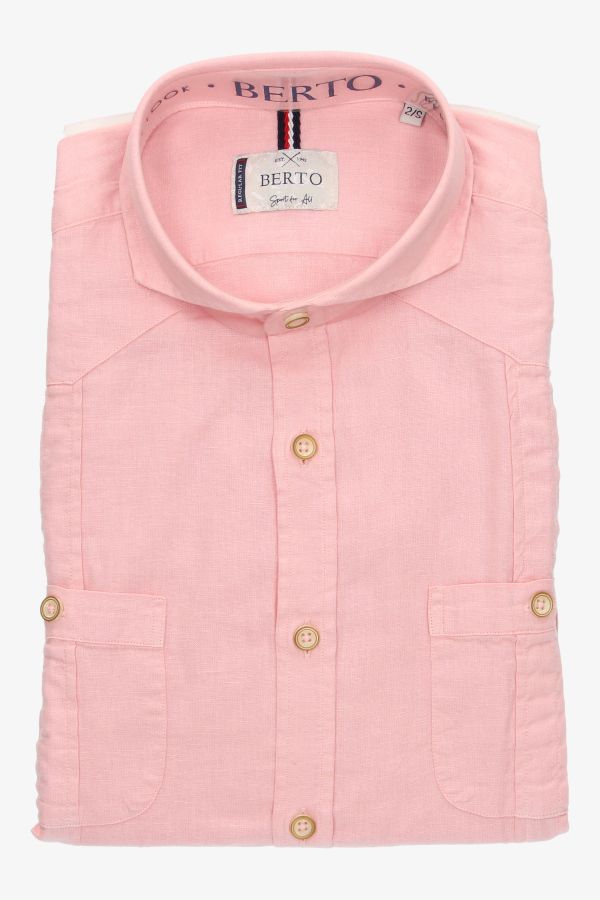 SALMON LINEN GUAYABERA