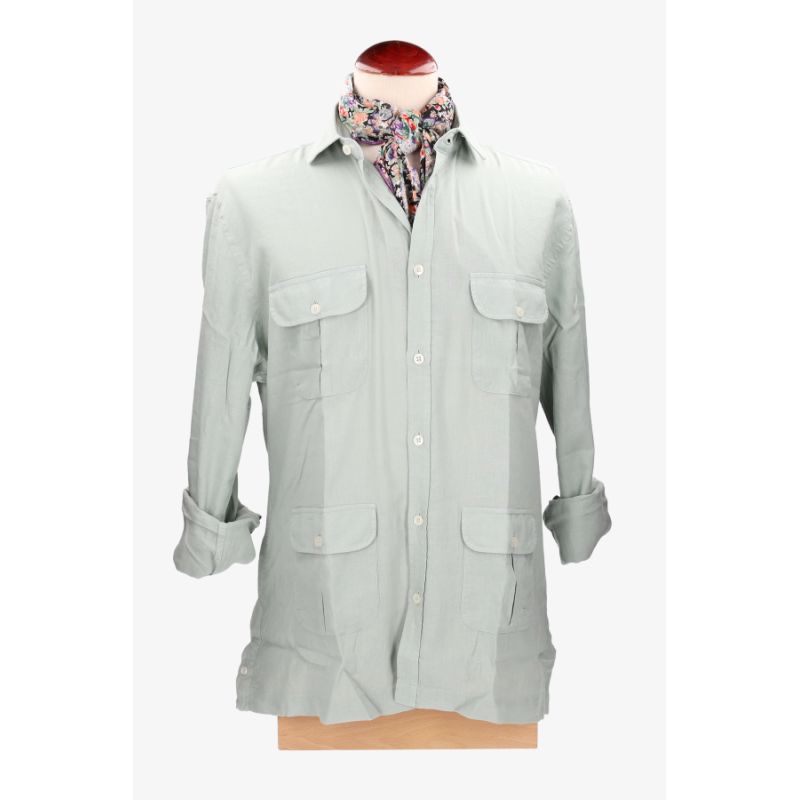 Green linen Cuban shirt