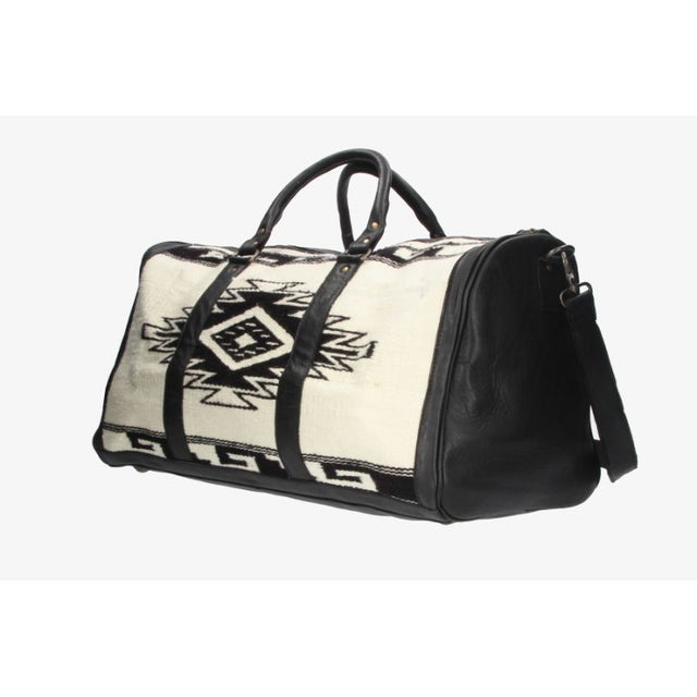 Black Travel Bag with Ethnic Print